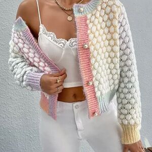 Multicolor Knit Cardigan Sweater